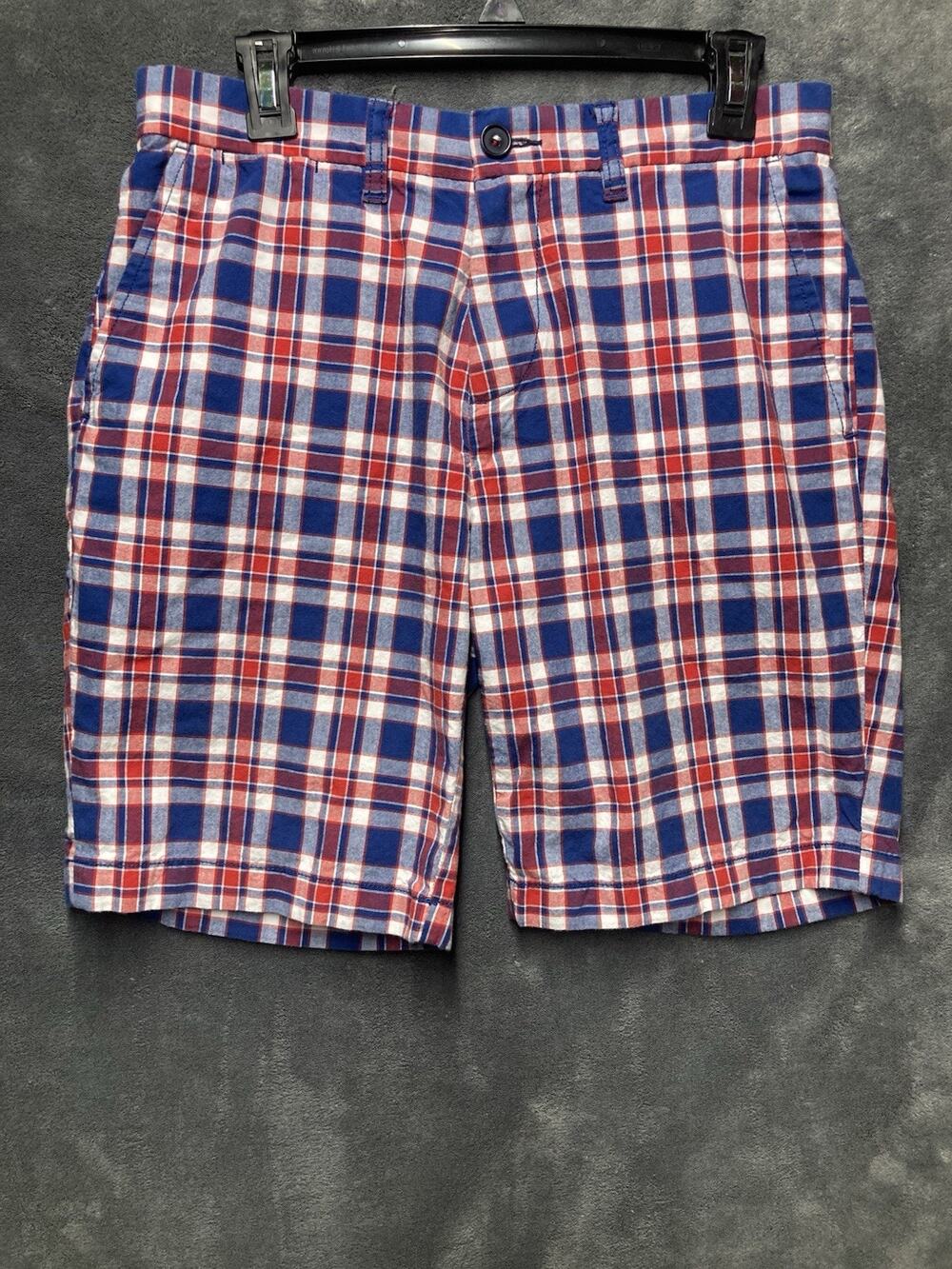 Tommy Hilfiger Plaid RWB Chino Shorts Mens Sz 29 Nautical Golf Yacht Americana